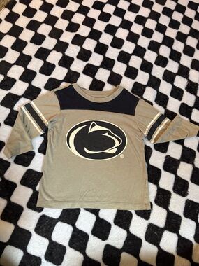 Kids Long Sleeve Penn State Logo Tee in Grey & Navy